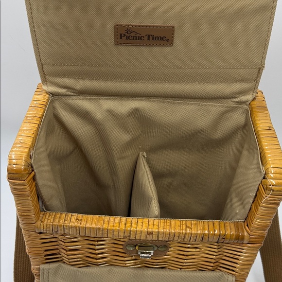 Picnic Basket Tote Bag, Gift for Wine Lover, Beige - Picture 9 of 9